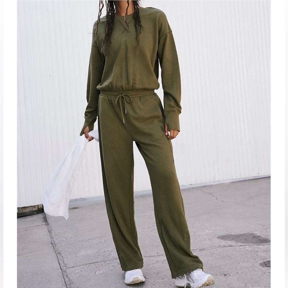 Free People FP Movement Settle Down One Piece Green Jumpsuit Jumper